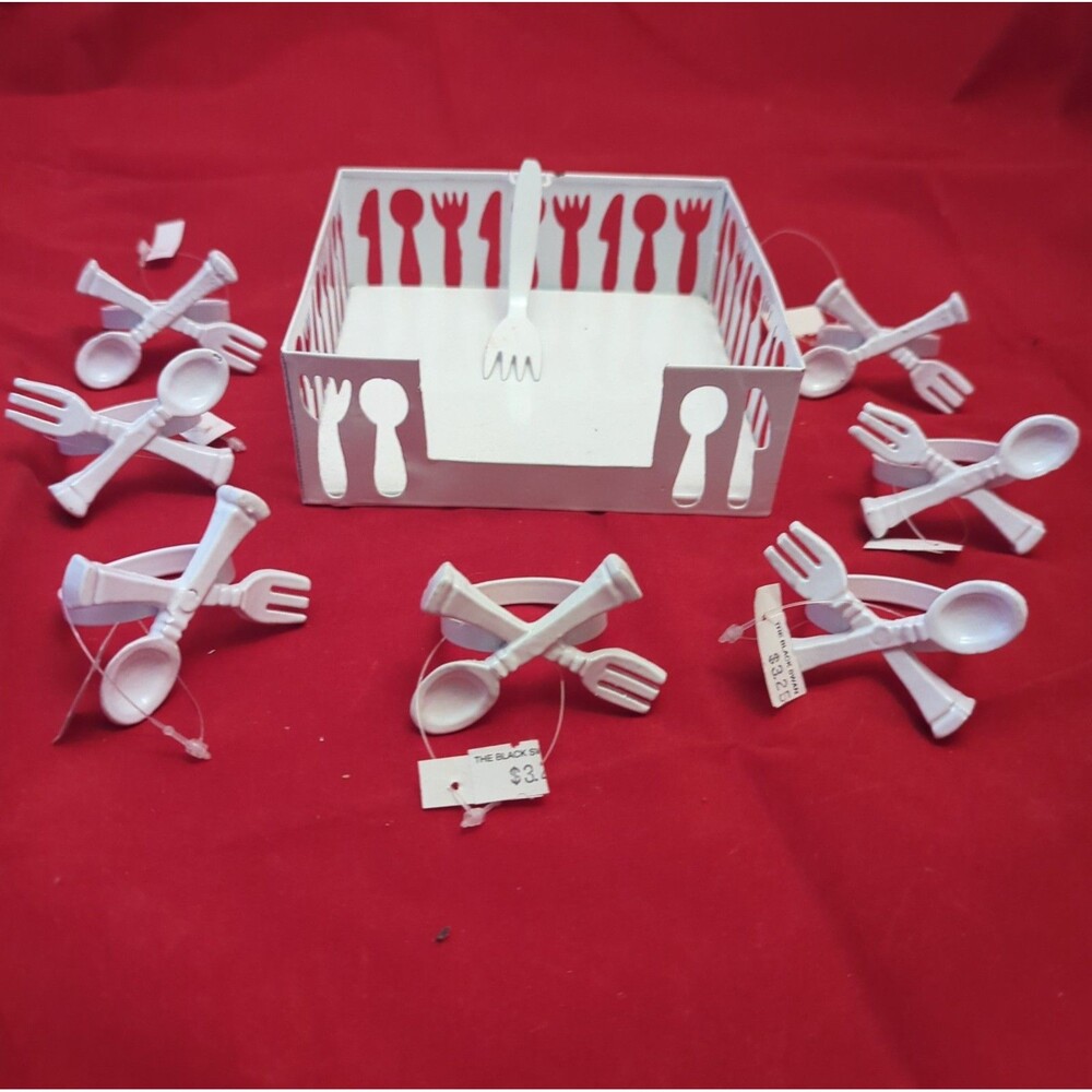 The Black Swan  7 Utensil Napkin Ring Holders And 1 Napkin Holder